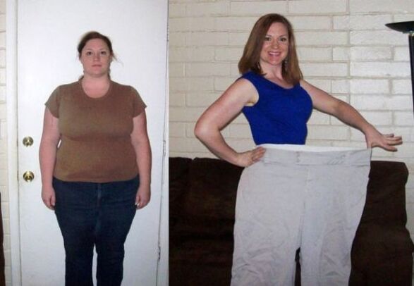 Жінка до та після дотримання питної дієти